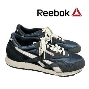 Reebok Women's Classic Nylon Team Navy Platinum Tennis Shoes Sneakers 9